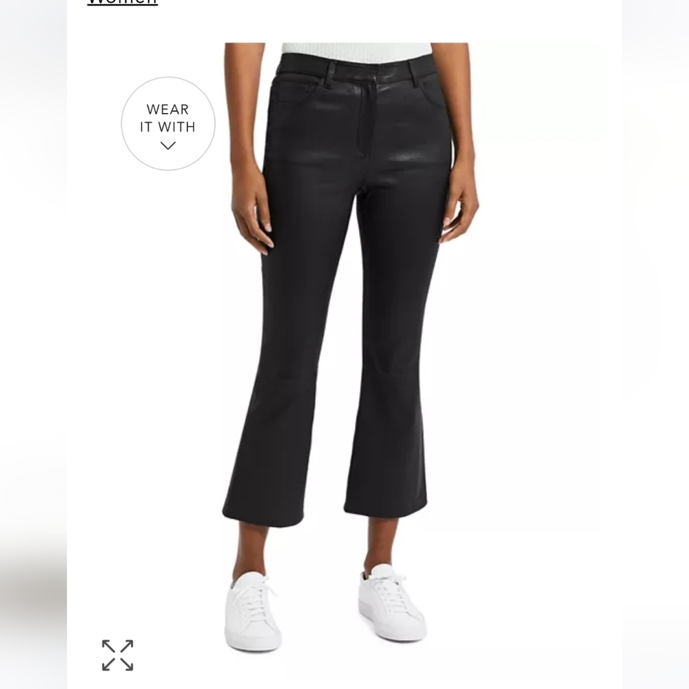 BNWT Theory Kick 5 Pkt leather cropped flare pant